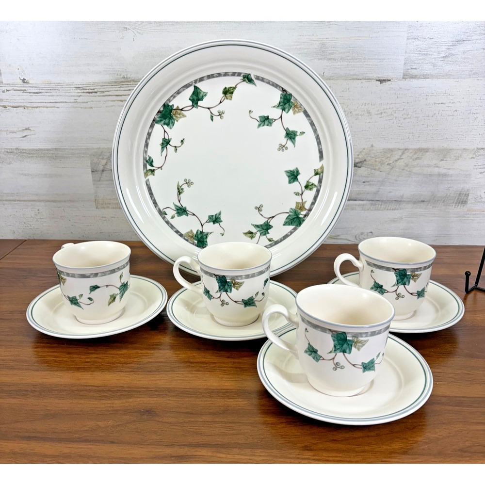 NORITAKE KELTCRAFT IVY LANE 9180 Serving Platter, Coffee Mugs and Saucers. Lot 9